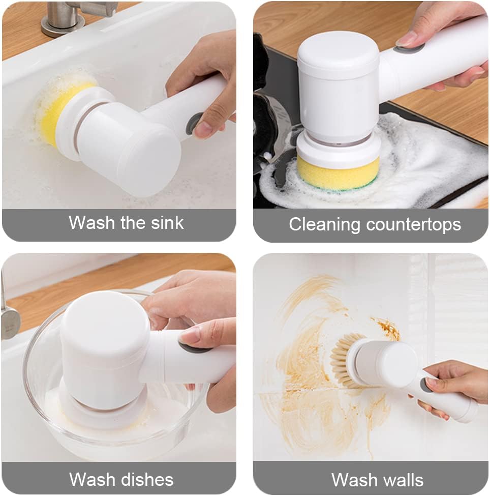 Electric Cleaning Brush Kitchen Dish Washing Sink Handheld Portable Cordless 3 In 1 Electric spin brush