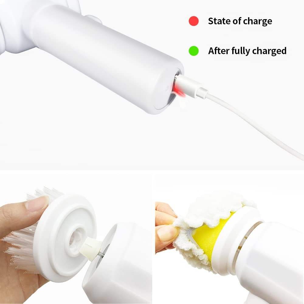 Electric Cleaning Brush Kitchen Dish Washing Sink Handheld Portable Cordless 3 In 1 Electric spin brush