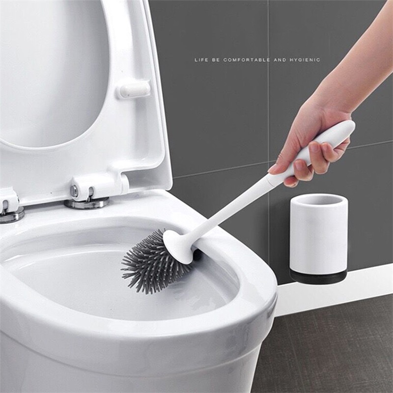 Toilet Rubber Brush Head Holder Cleaning Tool For Toilet Wall Hanging Standing Household Floor Cleaning Bathroom Accessories