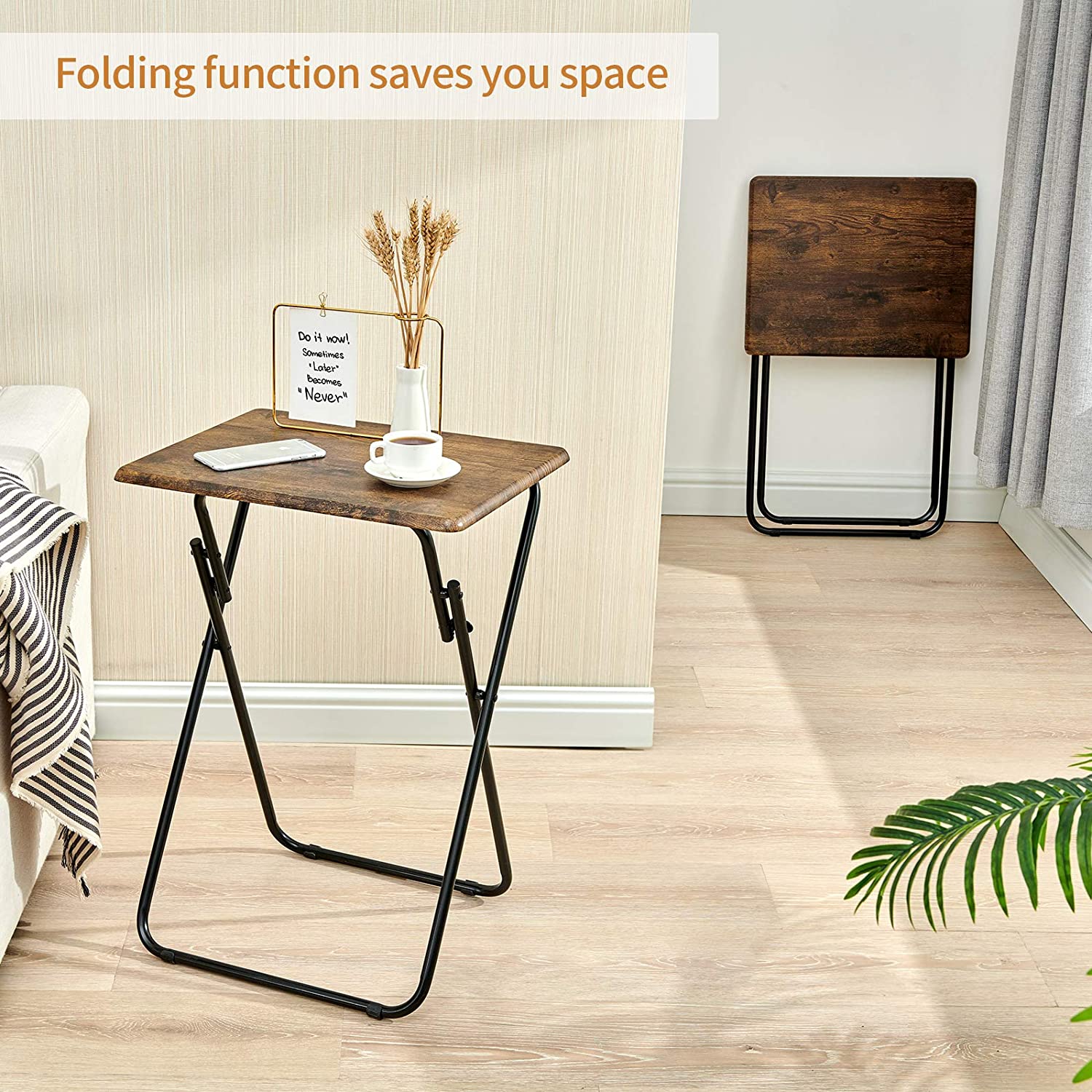 Folding TV Tray Table TV Dinner Table with Sturdy MDF Top Eating Trays for Living Room