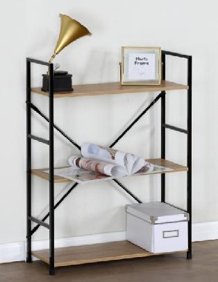 Rustic Bookshelf 3 Tier Real Wood Bookshelf Metal Book Shelf for Storage Black Bookcase