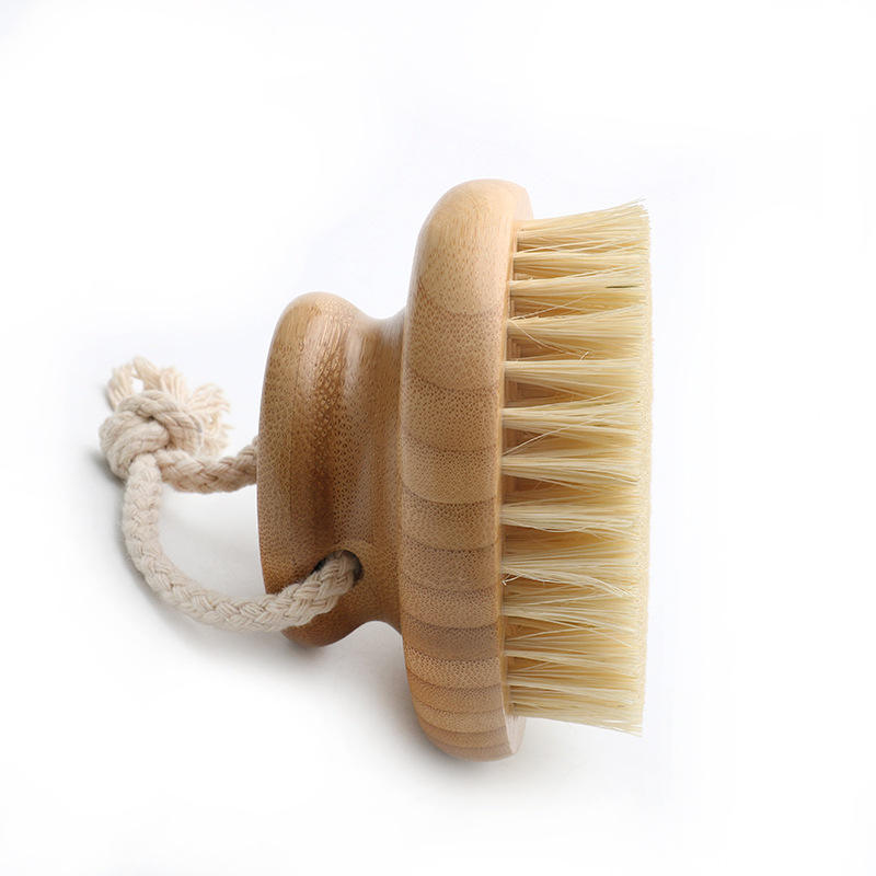 Custom Logo Sisal Dry Body Brush With Handle Wooden Shower Cleaning Cellulite Scrub Scrubbing Brush