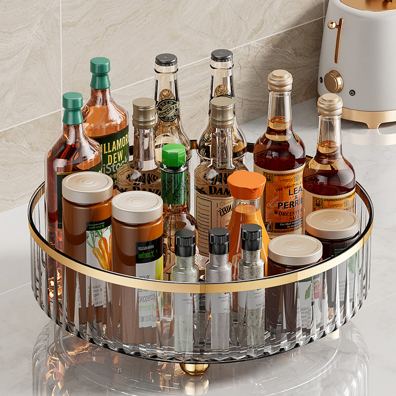 Rotating Storage Rack 360 Rotating spicee rack Anti-Rust Wear-Resistant cupboard organiser Non-Skid Multi-Functional turntable storage for Kitchen Storage Condiment Holder and make up organiser